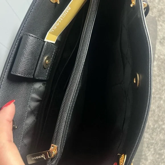 Michael Kors Black Saffiano Shoulder Tote with Gold Hardware - Picture 4 of 7